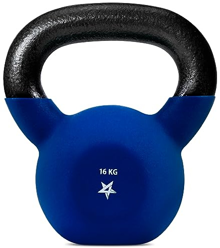 Yes4All WEAW Neopren belagda kettlebell, styrketräning kettlebells – 16 kg mörkblå
