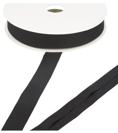 MYMERCERIE Schrägband, Jersey, dehnbar, 20 mm, Schwarz, Meterware