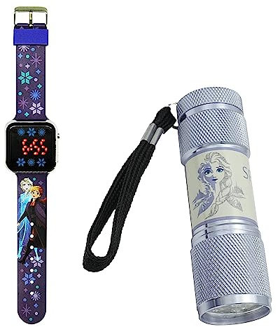 Ensemble de 2 pièces – Lampe de Poche LED en Aluminium et Montre-Bracelet numérique pour Enfants | Mini Lampe de Poche de 8,5 cm | Bracelet en Silicone 18 cm, Montre Intelligente pour Enfants