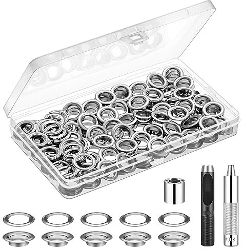 Vastar Grommet Werkzeug Kit, 120 Sets Metallösen Ösen 10 mm (2/5 Zoll) Tülle Ösenzange Set mit 3tlg Werkzeug, Planenösen Ringösen Eyelets für Wasserdichte Planen, Vorhänge, Markisen
