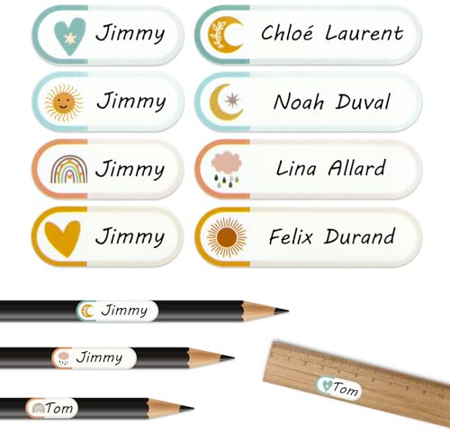160 Étiquettes Personnalisées Autocollantes, Autocollants Nom Prénom, Différentes Tailles Boho Étiquete Prénom Autocollant Peut Être Utilisé pour Marquer Livres, Stylos, Verres à Boire