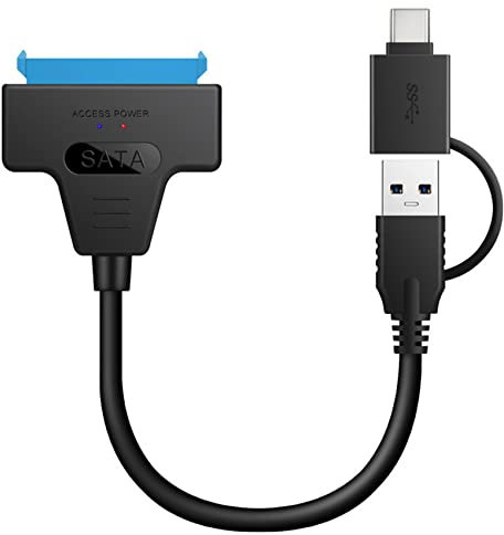 Oikabio Câble de DonnéEs 2 en 1 USB3.0 vers SATA Câble Easy Drive Câble Adaptateur Type-C vers SATA pour Adaptateur SATA de Disque Dur 2,5 Pouces