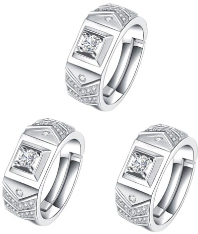 Abaodam 3stücke Stylischer Herrenring Aus Kupfer Mit Funkelnden Strasssteinen Für Hochzeiten Partys Und Besondere Anlässe Ein Elegantes Schmuckstück Für Männer