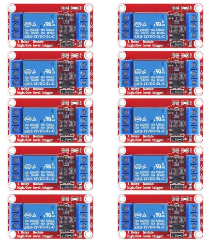 GTIWUNG 10 Piezas Módulo de Relé de 1 Canal 12V con Aislamiento Optoacoplador Relé de relé de expansión Alta y Baja con LED, 12V 1 Channel Relay Module Relay Switch With Optocoupler Isolation