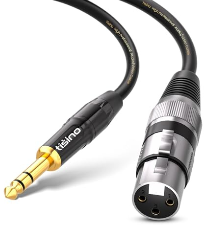 Tisino Female XLR to 1/4'' TRS Microphone Cable, 6.35mm Stereo Jack to 3-pin XLR Female Balanced Interconnect Micphone Cable - 6.6FT