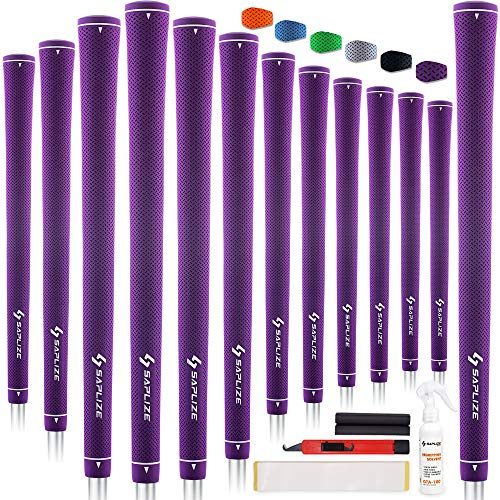 SAPLIZE Golfgriffe, 13er-Set mit komplettem Regripping-Kit, Mittelgroß, Golfschläger Griffe aus Gummi, violett