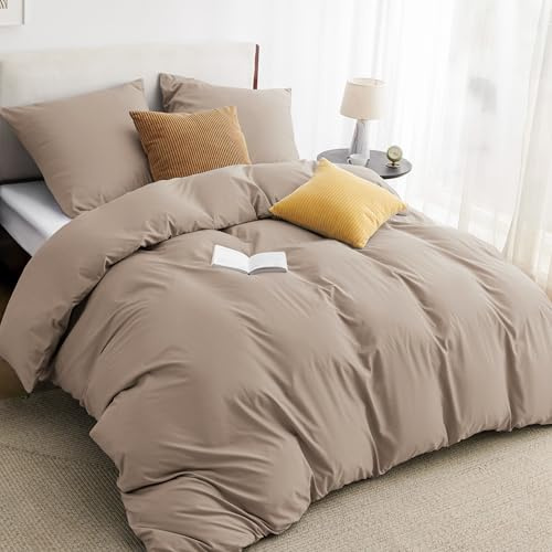 BEDSURE Bettwäsche 135x200 2teilig Khaki - 1 Bettbezug 135x200 cm + 1 Kissenbezug 80X80 cm, ÖKO-TEX Bettwäsche-Sets Braun Polyester Mikrofaser mit Reißverschluss