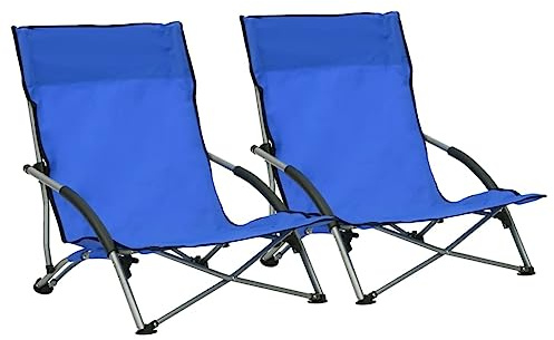 CKioict Stapelstuhl Bistrostuhl Balkonmöbel Klappbare Strandstühle 2 STK. Blau StoffGeeignet für Balkone, Rasenflächen, Gärten