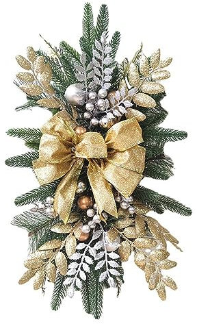 melairo Weihnachtsswag, Treppen-Weihnachtsgirlande für Treppen, TüR, Kamin, Weihnachtsdekoration im Innen- und AußEnbereich, Gold