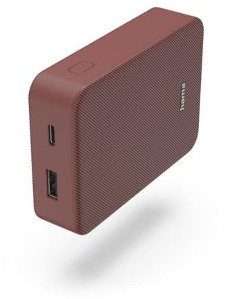Hama Power Pack 10000 mAh, externer Akku, 1x USB C + 1x USB A, LED-Anzeige | Mobiles Ladegerät rot, Akkupack Handy Zubehör, Tablet, Bluetooth-Box etc., tragbares Ladegerät, Powerpack zertifiziert