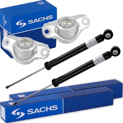 2x Sachs Gasdruck Stoßdämpfer + Domlager hinten | 2x 315 912 + 2x 803 009 für A3 8V Golf 7 + Leon