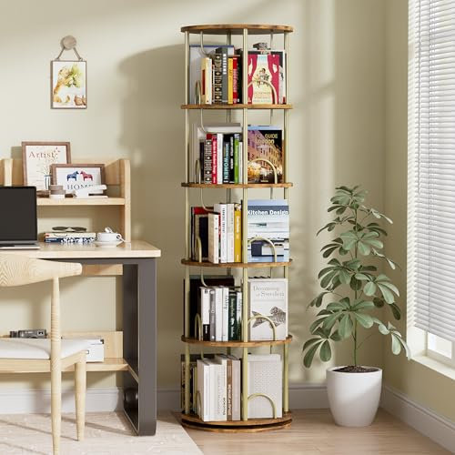 MSFE 5 livelli Libreria Girevole, 20 Scomparti Libreria Girevole 360 Gradi, Organizer Multifunzionale per Librerias, Scaffale Librerias per Soggiorno, Camera da letto, Ufficio, Studio