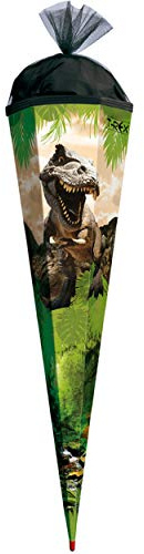 Schultüte - Tyrannsosaurus Rex - Dinosaurier - 22-100 cm - Größe wählbar - rund - mit Tüllabschluß - Zuckertüte - mit/ohne Holzspitze - Roth - Jungen ..