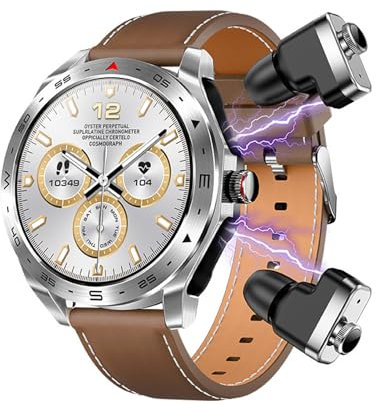 Reloj Inteligente 2 en 1 con Auriculares, Reloj Bluetooth Redondo de Estilo Empresarial de 1,52 Pulgadas, Docenas de Modos Deportivos, Reloj de Fitness con Monitor de Pasos,