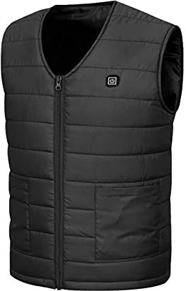 Giacche di stoffa per gli uomini inverno gilet di cotone top gilet imbottito caldo cappotto tasca riscaldato spesso solido uomini cappotti da uomo giacche spolverino cappotto da uomo, Nero , 4XL