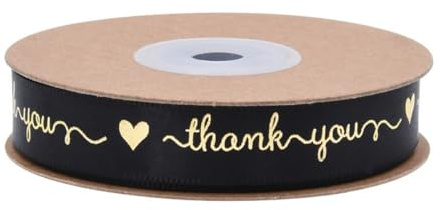 MHDAMAI Dankesbänder Schwarz Geschenkband 15mm x 10 Yards Bedrucktes Band mit Aufschrift Thank Youfür Hochzeit Deko Party Weihnachten Taufe Geburtstag Geschenkverpackung