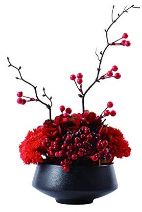 Künstliche rote Blume mit Beeren für den Hausgarten, zur Präsentation im Wohnzimmer, Büro, Hotel, einfacher Stil, Seide (klein)
