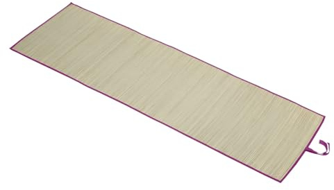 Idena 50130 – Esterilla de Playa de Rafia con Ribete de Tela en Color Lila, Alfombrilla de baño Aprox. 60 x 180 cm Grande, Enrollable, como Base para Playa, Piscina, jardín y Vacaciones