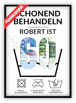 dockyardos® Geldgeschenk zum 60. Geburtstag | Geld kreativ verschenken | Waschgang | Schonend behandeln | Geschenkidee für Mann und Frau | Lustiges Geschenk für Mädchen und Junge