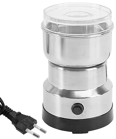 Elektrische Gewürz und Kaffee Mühle, Kaffeemühle Elektrisch, Getreide Mühle mit Edelstahlmesser, Transparenter Deckel, Elektrische Kaffeemühle aus Edelstahl für Kaffeebohnen, Nüsse, Korn, Gewürze