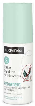 Suavinex, Lotion Anti Moustiques et Insectes, Adaptée Bébés de +12 Mois et aux Peaux Sensibles, Sans Parfum ni Alcool, Efficace contre Moustique Tigre et Tiques jusqu'à 8 Heures, avec IR3535, 100 ml