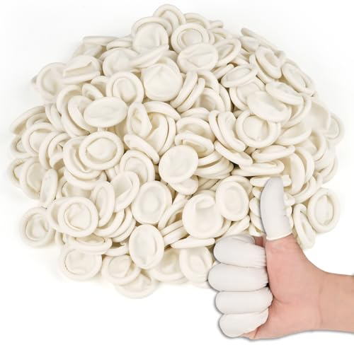 Finger Cots Disposable, Medium Finger Protectors Thumb Gloves, Natural Latex Sleeves Covers Protection for Fingertips, Electronic Repair, Handmade (Approx.390 PCS)