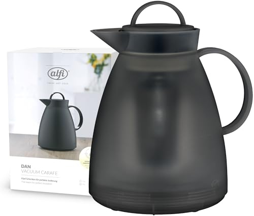 alfi DAN TEA Isolierkanne 1,00 l, 3 h heiß, mit Teesieb, smoke | Teekanne mit integriertem Filter, Thermoskanne mit absolut dichtem Drehverschluss, 6 h kalt, grau transparent