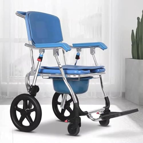 TDSYOCG Sedia WC per Anziani con Ruote Pieghevole 3 in 1 | Sedia a Rotelle per Doccia e Toilette Portatile | Schienale Alto e Braccioli | Portata Massima 150 kg | Ideale per Anziani e Disabili