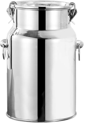 Bricco per latte in acciaio inox con coperchio 24L Secchio per vino sigillato lattina latte e olioContenitore durevole versatile per latte vino acqua (25 x 50 cm)