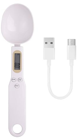 USB Recharge Kitchen Scale 500g/0.1g LCD Digital Measuring Food Flour Spoon Mini Tool for Milk Coffee(USB charge White)