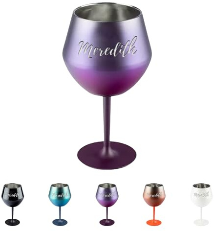 Générique Verres à Vin Personnalisé en Acier Inoxydable avec Texte Personnalisé, Verres à Vin Rouge Détachables à Couleurs Dégradées (Violet)
