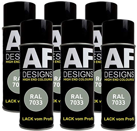 Alex Flittner Designs 6x RAL Lackspray Autolack Buntlack Spraydose RAL7033 ZEMENTGRAU matt