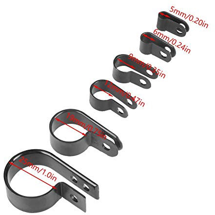 Wakects La Pince de câble métallique P Agrafe Le Tuyau de câble métallique 200Pcs Noir