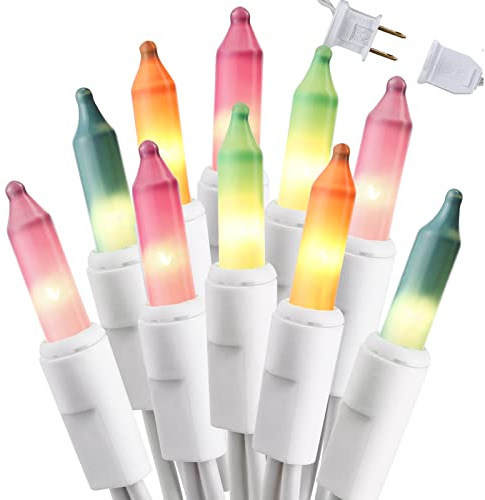 Brizled Easter Lights, 150 Count 34.8ft Incandescent Pastel String Lights, Connectable Outdoor Easter Light String, 120V UL Certified Plug-in Pastel Light for Easter, Indoor, Bedroom Decor, White Wire