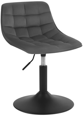 WOLTU Schminktisch Stuhl Hocker für Schminktisch, Schlafzimmer & Esszimmer - Höhenverstellbar, 360° Drehbar mit Rückenlehne, aus Bequemer Samt, Dunkelgrau