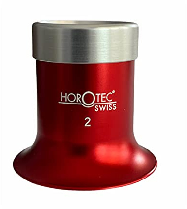 Horotec MSA 00.031-2 Loupe d'horloger en aluminium anodisé avec anneau vissé Rouge