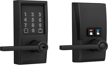 Schlage FE789WBCEN622LAT Encode Century WiFi Latitude Lever Smart Keyless Entry Touchscreen Door Lock, Matte Black