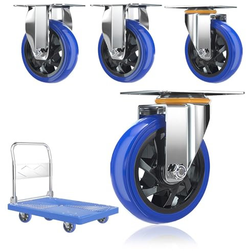 Vollgummi Bockrolle Industrie Transport Lenkrolle 4 Stück, 100mm 125mm Trolleys Leise Ersatzrollen, 360°Drehbar, Doppelte Kugellager, Geeignet Für Jeden Boden, Keine Kratzer (Color : Fixed+Swivel, S