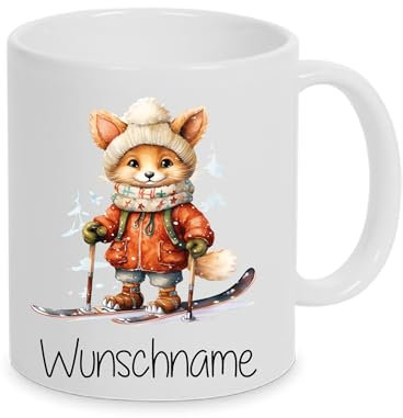 Personalisierte Tasse mit Waldtier Motiv- Reh, Hase, Igel, Waschbär, Maus – Individuell gestaltbar mit Namen oder Wunschtext