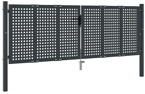 vidaXL Anthracite Garden Gate, Steel Construction, 300x150 cm Perfect for Garden, Patio, or Terrace, Lockable with Wire Mesh Design