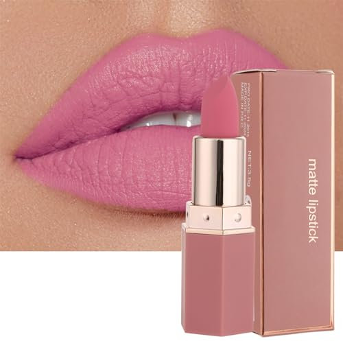 Rossetto opaco, rossetto ad alta pigmentazione, idratante, a lunga durata, liscia, opaca, rossetto rosa, finitura satinata, balsamo per labbra (1, 02 rosa)