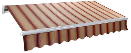 Markiese Ersatzstoff Markisestoff Volant Für Markisen Markisenbespannung Markisenvolant Ersatzvolant Gestreift Markisen 2x1.5m(6.5x4.9 FT) Wird Als Sonnenschutz, UV, RegenSchnee Kein Rahmen Grün(Brown