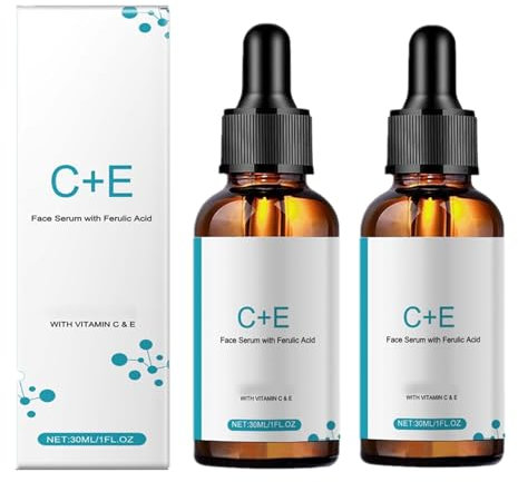 Suero facial de vitamina C+E con vitamina CE con ácido ferúlico para mujeres, vitamina E y suero ferulic para el cuidado de la piel, suero de vitamina C para rostro, corrector de manchas oscuras,