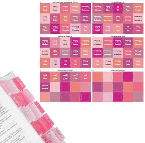 UEIOAVL Register-Reiter, 1 Packung mit 90 Bibeletiketten für Frauen rosafarbene Bibeletiketten zum Studium des Alten und Neuen Testaments mit leeren laminierten Bibeletikettenseiten