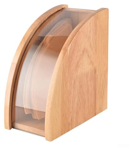 HEBEOT Coffee Filter Holder, Wooden Coffee Filter Storage Box Filter Paper Holder For Hand-pour Coffee Lovers 17.8*16.5*10cm