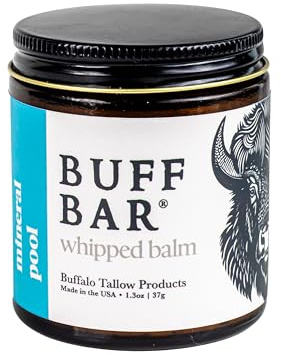 BUFF BAR Pure Whipped Bison Tallow Body Balm, Mineral Pool - Jojoba, All Purpose, Hydrating, Naturally Derived, Mild Scent, Replaces Lotion, For Dry, Itchy, Irritated Skin, Essential Oil