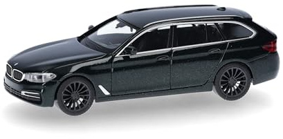 Herpa modellbil BMW 5-serie Touring (G31), Oxfordgrön II, miniatyr i skala 1:87, samlarobjekt, Made in Germany, plastmodell