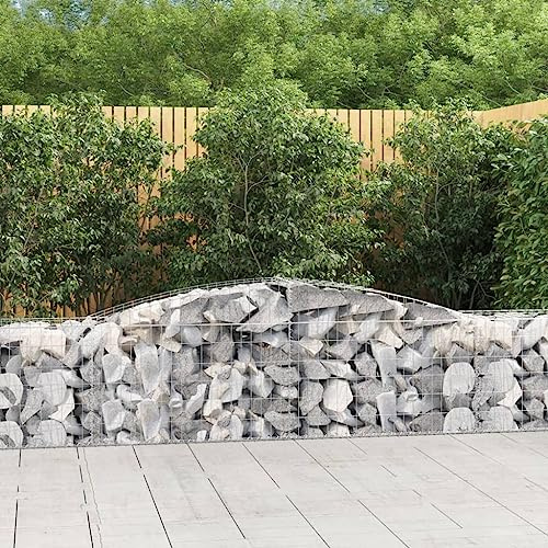 HaoChrymec Gabbioni ad Arco Alto, in Ferro Zincato, Barriere Decorative e Fonoassorbenti, Gabbioni Metallici, Recinzioni da Giardino, per Giardino e Cortile, Colore Argento, 400x50x60/80cm