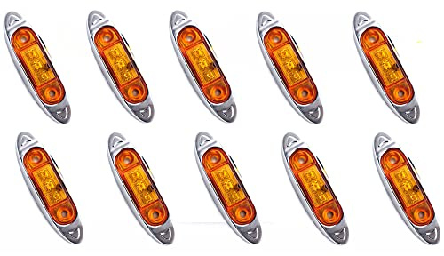 GOFORJUMP 10 STÜCKE Gelb wasserdichte Seitenmarkierungsleuchten Begrenzungsleuchte Anhänger LKW Bus Auto 3 LED 12 V 24 V