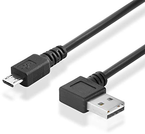 BestPlug 2.0 Câble USB A coudé à 90° vers Micro USB B mâle, High Speed Noir